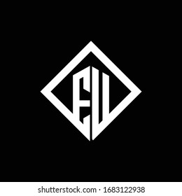 Monograma del logotipo de la UE con plantilla de diseño de estilo giratorio cuadrado