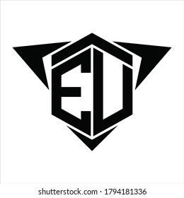 EU Logo monogram with wings arrow around design template on white background
