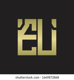 EU Logo with squere shape design template with gold colors