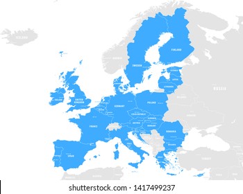 EU map with all member states highlighted in blue