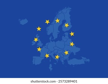 Eu map vector background. European union icon europe stars design illustration design