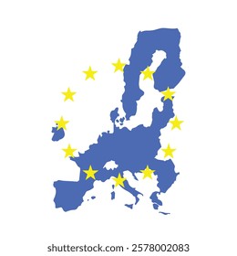 Eu map vector background. European union icon europe stars design illustration design