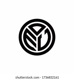 EU monogram logo with circle outline design template isolated on white background