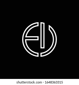 EU monogram logo circle ribbon style outline design template