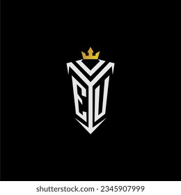 EU monogram logo initial for shield  crown style design