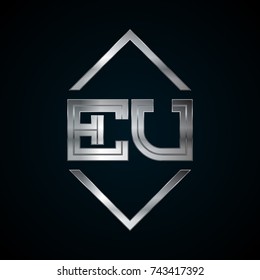 EU Monogram, Metal Logo, Silver Logo