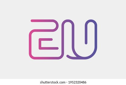 EU Monogram tech with a monoline style. Looks playful but still simple and futuristic. A perfect logo for your tech company or any futuristic design project.