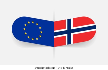 EU and Norway flags. European Union and Norwegian flag, national symbol design. Vector illustration.