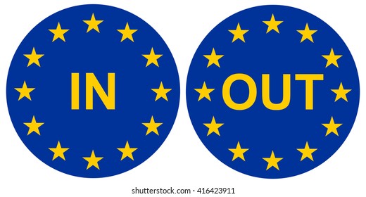 EU IN and EU OUT vector illustration set , correct colors , in and out icon set