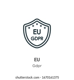 Eu outline vector icon. Thin line black eu icon, flat vector simple element illustration from editable gdpr concept isolated stroke on white background