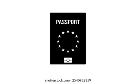 Eu Passport, black isolated silhouette