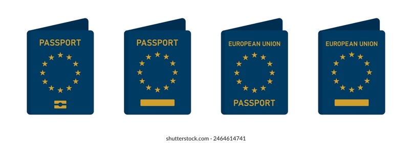 EU passport book icon, vector illustration