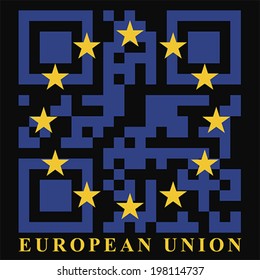 EU QR code flag, vector
