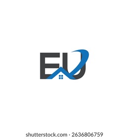 EU real estate logo, EU logo, EU letter logo, monogram, house , alphabet, property ,interior, minimalist Symbol, real estate, alphabet, construction, residential, symbol, sign, letter, architecture.