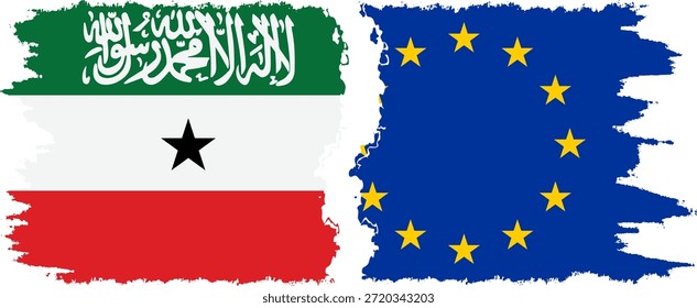 Ligação das bandeiras da UE e da Somalilândia grunge, vetor