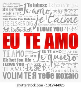 Eu Te Amo (I Love You in Portuguese) in different languages of the world, word cloud background