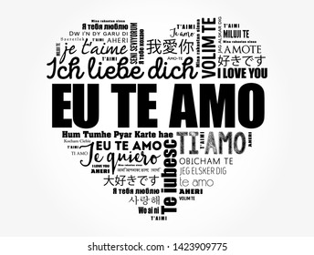 Eu Te Amo (I Love You in Portuguese) love heart word cloud in different languages of the world