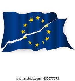 EU Torn Flag.Brexit Concept. Vector.