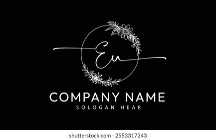  EU U E initial signature logo template vector