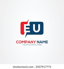 EU or UE Creative Modern Letters Logo Design Element