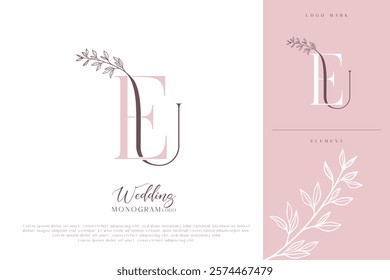 EU UE Initial Wedding Monogram Logo