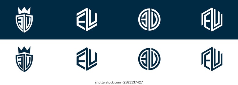 EU UE letter logo set design