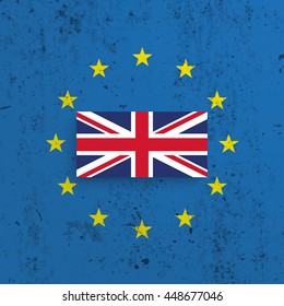 EU and UK flag on the concrete background . Eps 10 vector file.