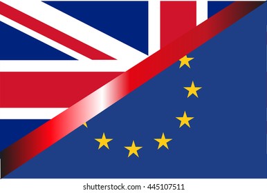 EU and UK flags with red ribbon