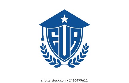 EUA initial letter academic logo design vector template. monogram, abstract, school, college, university, graduation, symbol, shield, model, institute, educational, coaching canter, tech, sign, badge