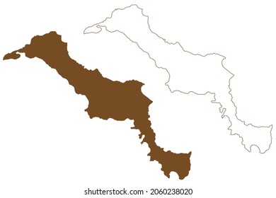 Euboea island (Greece, Hellenic Republic, Aegean Islands) map vector illustration, scribble sketch Evia map