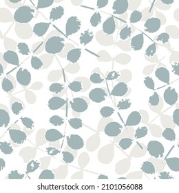 Eucaliptus pattern. Trendy branch and leaves farm blue on light background seamless vector pattern.Abstract seamless pattern in vector design.seamless pattern with eucalyptus leaves