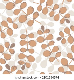 Eucaliptus pattern. Trendy branch and leaves orange on light background seamless vector pattern.Abstract seamless pattern in vector design.seamless pattern with eucalyptus leaves