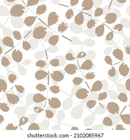 Eucaliptus pattern. Trendy branch and leaves brown on light background seamless vector pattern.Abstract seamless pattern in vector design.seamless pattern with eucalyptus leaves