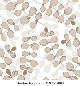 Patrón de Eucaliptus. Rama de moda y hojas de color beige marrón en el fondo claro patrón vectorial sin fisuras.Resumen de patrón sin fisuras en el diseño vectorial.patrón sin fisuras con hojas de eucalipto