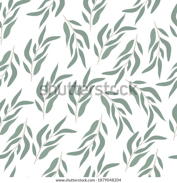 Eucaliptus Pattern Trendy Branch Leaves Green Stock Vector (Royalty ...