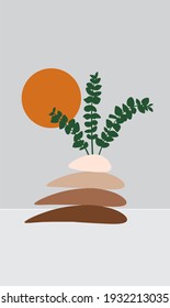 Eucalyptus abstract drawing. Plant drawing.