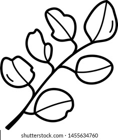 Eucalyptus Branch With Leaves Icon In Outline Style