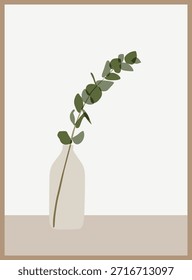 Decoração de parede de vetor minimalista do ramo de eucalipto.