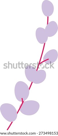 Eucalyptus branch with round leaf cluster on a thin stem in clean line art. Symbol of calm, spa wellness, purity, and nature balance for branding and decor. Cartoon vector illustration.
