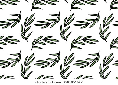 Eucalyptus branch. Tree. Plant with leaves. Botanical nature. Natural. Seamless vector pattern for design and decoration.
