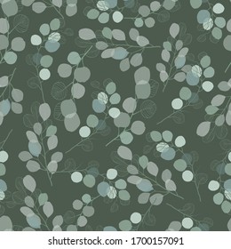 Eucalyptus branches for design. Vector seamless pattern.