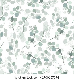 Eucalyptus branches for design. Vector seamless pattern.