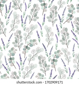 Eucalyptus branches for seamless desing. For fabric seamless pattern.