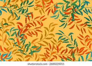 Eucalyptus branches tree leaves chic vector seamless pattern. Wallpaper or wrapping paper print.  Jungle flora silhouette ornament. Beautiful plant design. Tree foliage swatch.