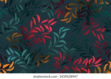 Eucalyptus branches tree leaves rich vector seamless pattern. Wallpaper or wrapping paper print. Garden or houseplant foliage floral pattern. Organic nature design. Tree foliage swatch.