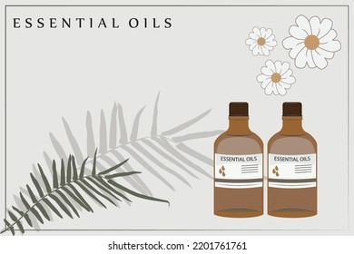 Eucalyptus essential oil aromatherapy liquid with shadow leaf background