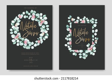 eucalyptus floral and leaves invitation card template