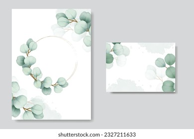 Eucalyptus floral wedding invitation card watercolor