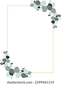  Eucalyptus frame gold vector illustration 