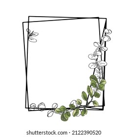 Eucalyptus frame for wedding card and invitation 